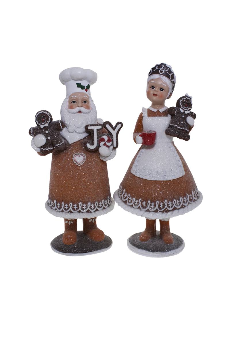 Mr and Mrs Claus Gingerbread hot Figurines Large