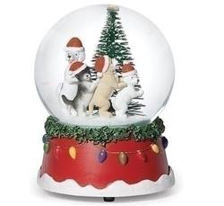 Musical Dome with Dogs in Santa Hats