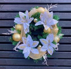 Handmade Traditional Gold & Champagne Pre-Lit Wreath - 24"