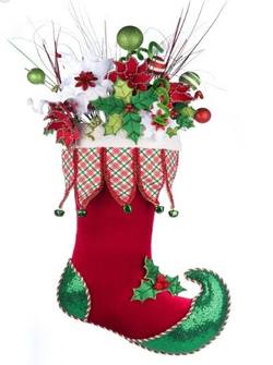 Holly Woods Stocking With Floral Wall Piece