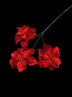 Velvet Poinsettia Spray with 3 Blooms