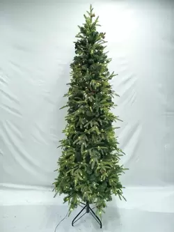 7.5' Slim Tree with Pine cones - Pre-lit