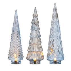 Blue Mercury Lit Trees  -  set of 3