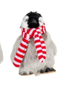Penguin with Red & White Scarf- Small