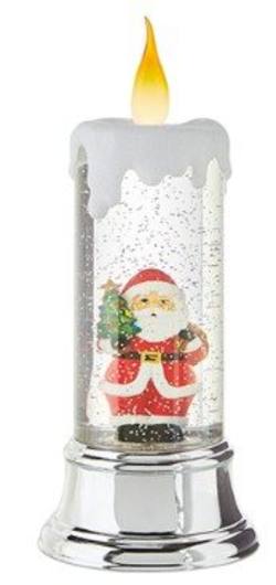 Lit Santa Candle-Shaped Water Globe with Glitter