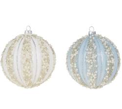 Pearl Beaded Glass Ball - 2 Assorted