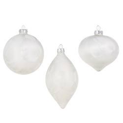White Crackle Baubles - 3 assorted