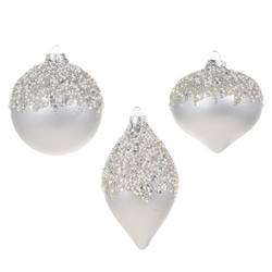 Matte Silver Half Embellished Hanging Ornament - 3 Assorted