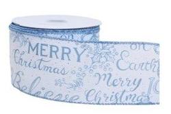 Pale Blue 'Merry Christmas' Ribbon
