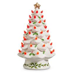 Lit Ceramic Holly Tree - Vintage Inspired