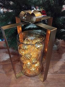 Gold Hurricane Lantern with Lights - BLACK FRIDAY SPECIAL