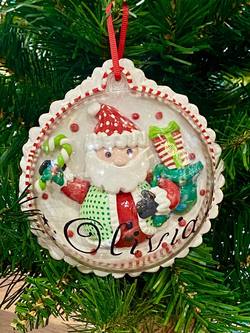 Claydough Santa Dome Hanging Ornament - Personalised!