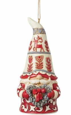 Nordic Noel Gnome with Heart Wreath Hanging Ornament