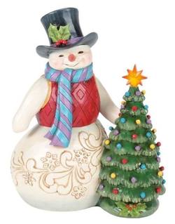 Snowman with Vintage LED Tree