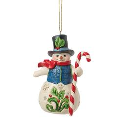 Snowman with Candy Cane Hanging Ornament
