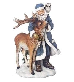 Blue Santa with Deer