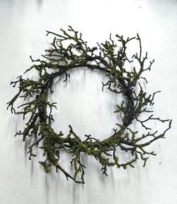 Brown Twig Wreath with Green Moss