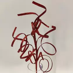 Thin Curly Twig Spray - Red