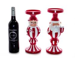 Santa & Mrs. Claus Candy Cane Candlesticks