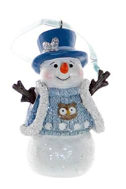 Blue Snowman Hanging Ornament