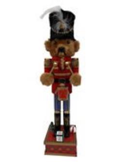 Bear playing drum nutcracker 37cm