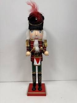 Tartan Nutcracker Holding Drum 38cm