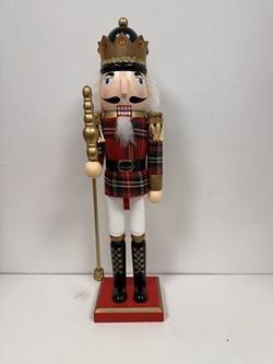 Tartan Nutcracker Holding Sceptre 38cm