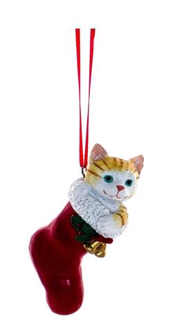 Cat in Stocking Hanging Ornament