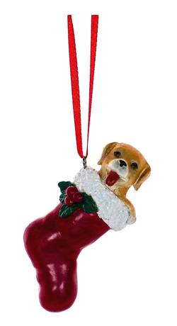 Dog in Stocking Hanging Ornament