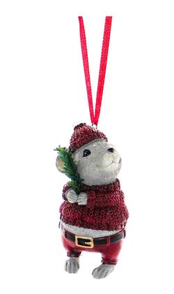 Santa Mouse Hanging Ornament