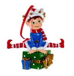 Elf on a Box Hanging Ornament