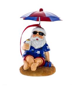 Kiwi Santa with Umbrella Hanging Ornament