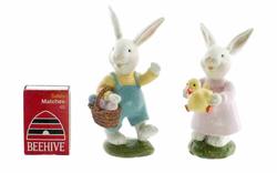 Bunny Pair with Basket and Duck - Set of 2