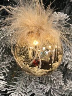 Fluffy Gold Ball Hanging Ornament