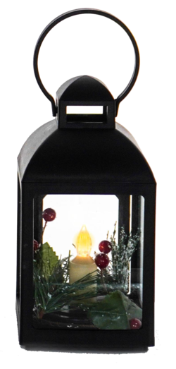 Light Up Lantern with 1 Candle & Wreath