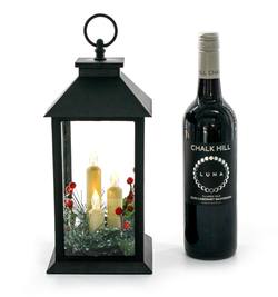 Light Up Lantern with 3 Candles & Wreath