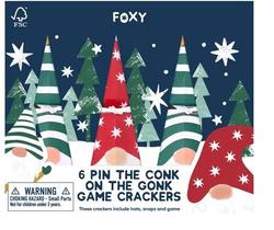 Novelty Crackers - 8.5 Inch - Pin the Conk on the Gonk - Set of 6