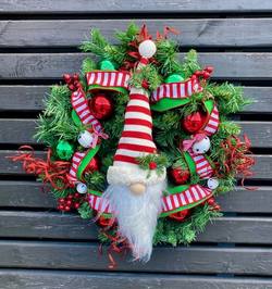 Handmade Wreath with Gnome - 24"