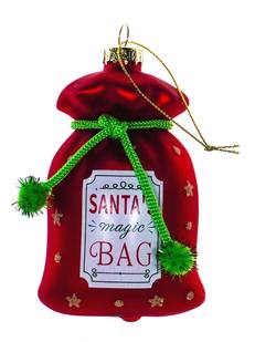 Santas Magic Bag Glass Hanging Ornament