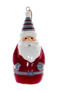 Ceramic Santa with Grey Hat Hanging Ornament