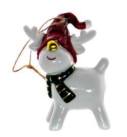 Reindeer in Red and Green Hanging Ornament