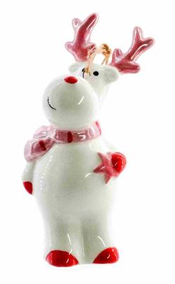 Ceramic Pink Reindeer - Hanging Ornament