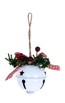 Metal Jingle Bell Tree Hanger - White