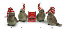 Birds with Christmas Hats - 4 Assorted