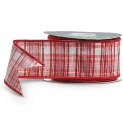 Pink and Red Plaid Wired Ribbon 2.5"