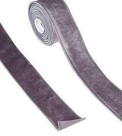 Grey Velvet WIred Ribbon 2.5"