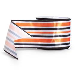 Black and Orange Striped Wired Ribbon 4"