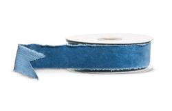 Light Blue Torn Edge Velvet Unwired Ribbon