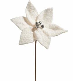 Silver Bell Sherpa Poinsettia Stem
