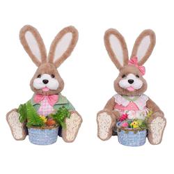 Mr. & Mrs. Bunny - Seated with Basket - Large - Set of 2
